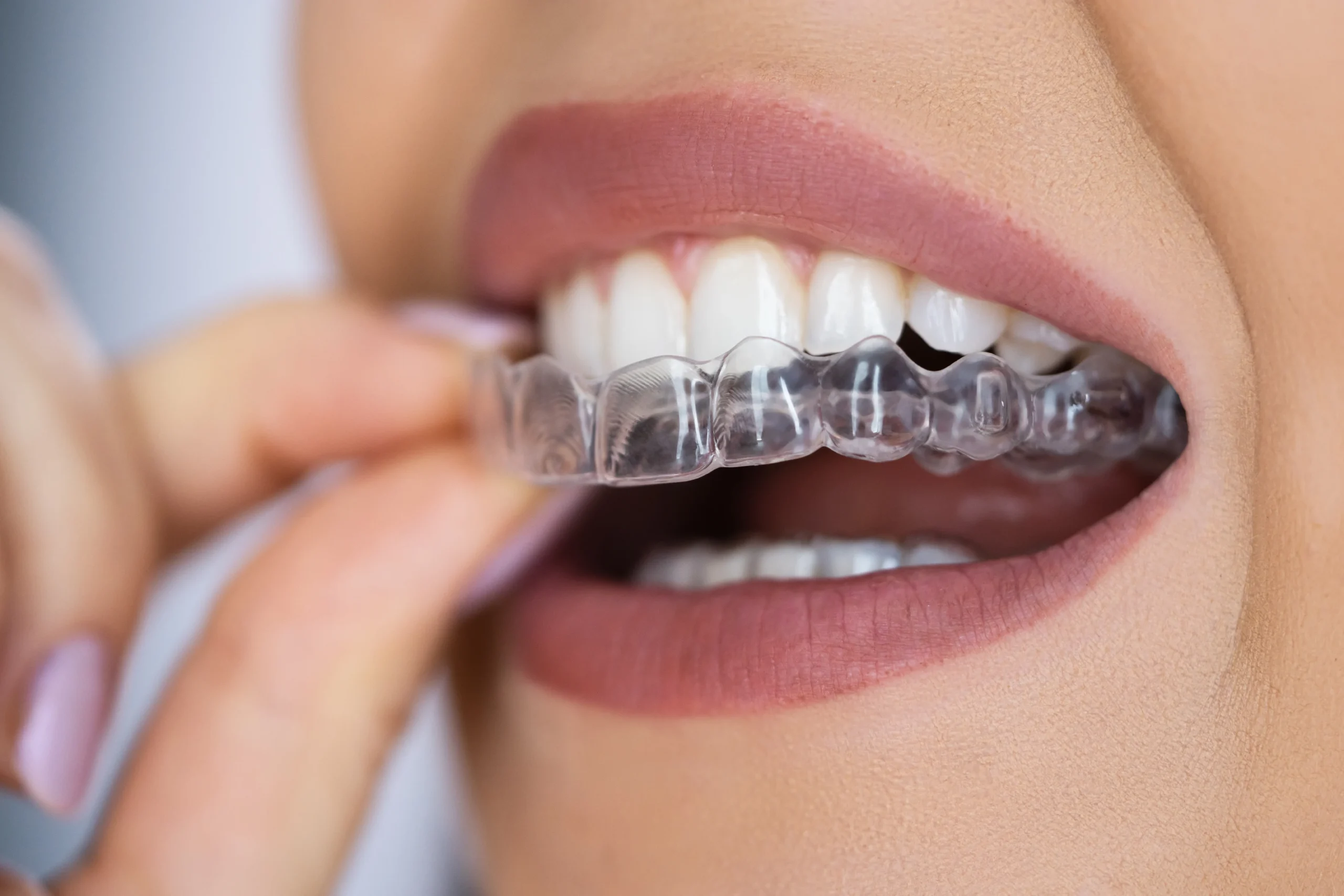 Patient fitting a clear aligner tray